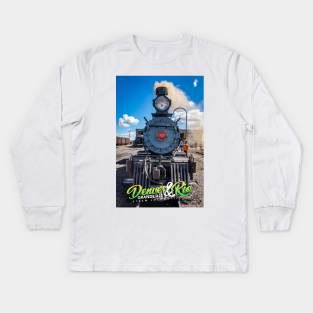 Denver and Rio Grande 425 Steam Locomotive at Antonito Colorado Kids Long Sleeve T-Shirt